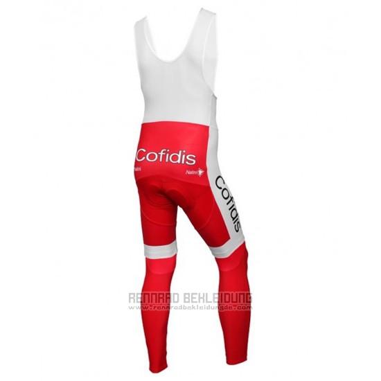 2016 Fahrradbekleidung Cofidis Wei und Rot Trikot Langarm und Tragerhose